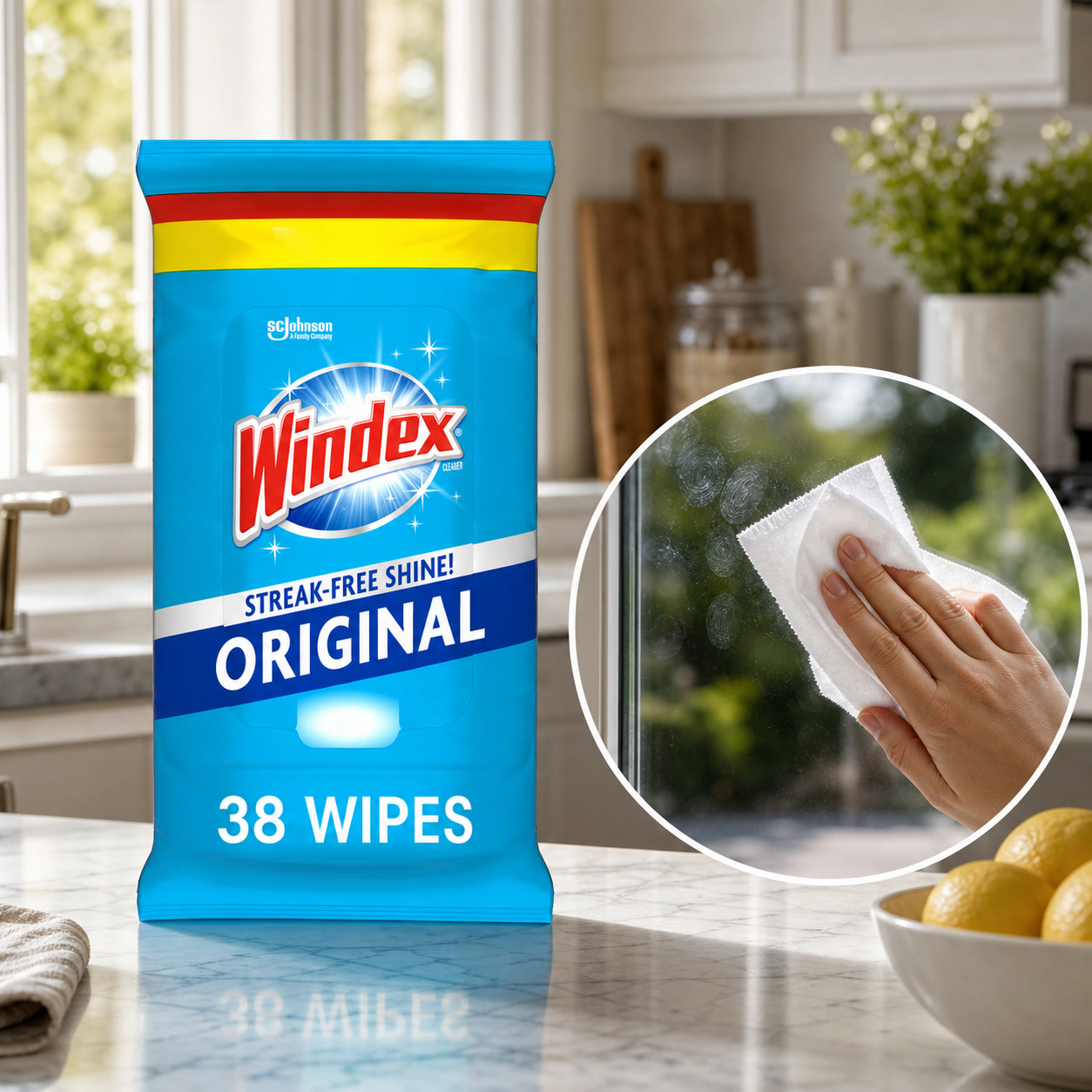 Glass Cleaner Streak - 38'li Paket Önceden Nemlendirilmiş Pencere ve