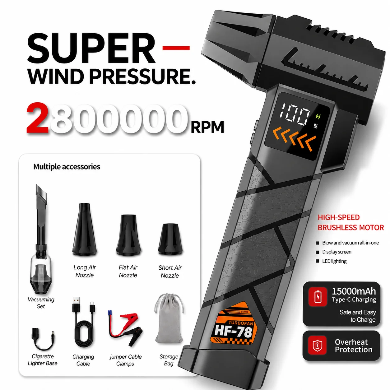 Süper Güçlü 2800000RPM Elektri - Dryer Car Blower incelemesi ve fiyatı